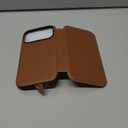 SHIELDON Real Leather Slim Case Wallet for iPhone 17 Pro 6.3-inch | Flip, Wireless Charging, Magnetic Closure, RFID Blocking Credit Card Holder, Full Protective Phone Cover - Saddle Brown