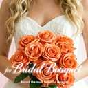 20 Pcs Real Touch Artificial Roses Fake Rose Long Stem Silk Faux Flowers Bridal Bouquet for Wedding Home Decor Romantic Valentine Gifts (Orange)