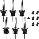 6PCS Liquor Bottle Pourers, Stainless Steel Olive Oil Spouts, Bottle Pourers for Alcohol, Olive Oil, With Dust Caps Liquor Pour Spout