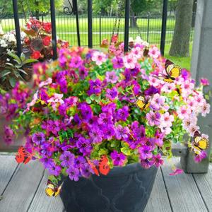 2 x Yastouay 12 Bundles Artificial Flowers for Outdoors, UV Resistant Artificial Outdoor Flowers No Fade Fake Outdoor Flowers Plants for Garden Porch Window Box Farmhouse Pot Planters Decor (Fuchsia+Pink)
