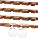 Ripeng 4 Pcs Wall Mounted Wood Stemware Rack Champagne Holder Rustic Wine Glass Hanging Shelf Wood Floating Glassware Wall Holder for Party Kitchen Bar Organizer 17 x 3 x 0. 8 Inch (Dark Brown)