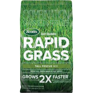 Scotts Turf Builder Rapid Grass Tall Fescue Mix  Combination Grass Seed and Fertilizer for Lawns, Lawn Seed That Grows in Just Weeks, 5.6 lbs.