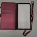 Defencase Compatible with iPhone 12/Pro Case Wallet with RFID Blocking Card Holder for Women Men, PU Leather Magnetic Snap Flip Zipper Strap Wallet Phone Case Fit for iPhone 12 & 12 Pro 6.1", Wine Red