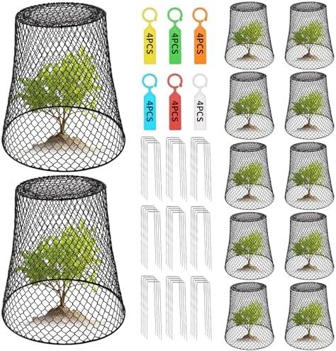 Qurhafoo 12Pcs Chicken Wire Plant Covers Protectors from Animals, Garden cloches Plants Cages Outdoor, Garden Protection from Animals, Keep Animals Out (XL)