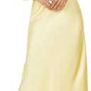 BAGONE Summer Satin Lace V Neck Backless Wedding Guest Maxi Dresses for Women Elegant Sleeveless Open Back Cocktail Dress (Small, Yellow)
