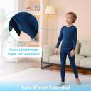 PISIQI Thermal Underwear Set for Boys Long Johns Fleece Lined Set Kids Ultra Soft Base Layer Top Bottom Warm Set for Skiing