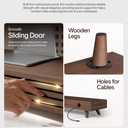 Tinamo 24" Wooden Monitor Stand Riser with Storage Organizer, Walnut Color