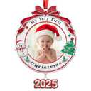 Hedeey Baby's First Christmas Picture Frame Ornament 2025 Girl Boy,My Very First Christmas Photo Frame Ornament for Baby Newborn Christmas Keepsake Gifts