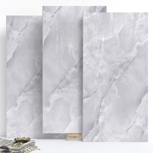 10-Pack Peel and Stick Marble Wall Panels - ICY Gray 12" x 24" (19.34 Sq. Ft.),Glossy PVC Waterproof Shower Tiles for Bathroom, Kitchen & Living Room Decor -Realistic Marble-Like Finish