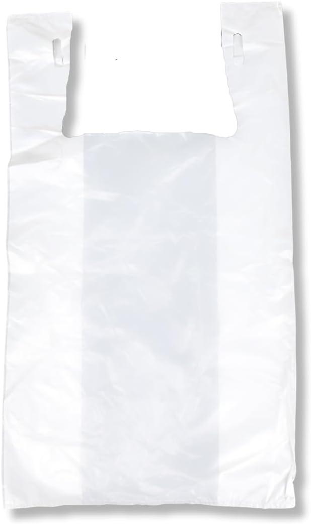200 Large Plastic Grocery T-Shirt Bags - Plain White 12" x 6" x 21"
