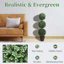 Artificial Topiary Ball Tree, 35inch Fake Topiaries Triple Ball Trees, 2Pack Faux Boxwood Plants Potted for Indoor Outdoor Decor (Set of 2)