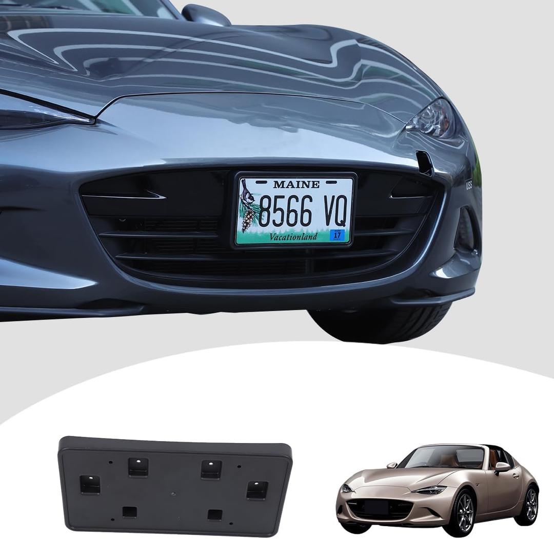 ABS Car Front License Plate Frame Black Compatible with Mazda MX-5 ND 2016-2025 Front Bumper License Plate Bracket No Drilling Mounting Bracket Exterior Accessories