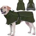 Dog Raincoat, Waterproof Dog Coat with Reflective Straps, Leash Hole & Polar Fleece Lining, Winter Snow Rain Coat for Dogs, Warm, Windproof Vest Jackets L