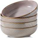 HVH 8.5 inch Large Pasta Bowls Set of 4, 46oz Big Salad Bowl Set of 4, Shallow Bowls, Ceramic Plates Set, Ceramic Bowls Set Microwave and Dishwasher Safe (Sand Color)