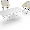 ONEFOREST Camping Table and 2 Camping Chairs, Portable Camping Set, Lightweight Carry Table and Chair for Outdoor Hiking Picnics BBQ Cooking