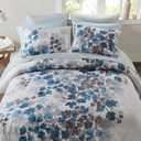 Full Comforter Set with Sheets, Floral Bed in A Bag Soft Microfiber Comforter for Full Size Bed, All Season Lightweight Comforters Full Bed Set, 4 Piece Blue