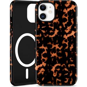 Jusy Compatible with MagSafe Brown Tortoise Shell Print Phone Case for iPhone 12/12 Pro, Amber Trendy Luxury Magnetic Soft TPU and Hard PC Protective Phone Cover for Women Girls - Turtle Shell