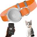 AirTag Cat Collar, Ultra Elastic Cat Tracker Collar, Airtag Holder Compatible with Apple Air Tag, [Lightweight & Scratch Resistant] Adjustable Stepless GPS Pet Collar for Cats Kittens, Orange