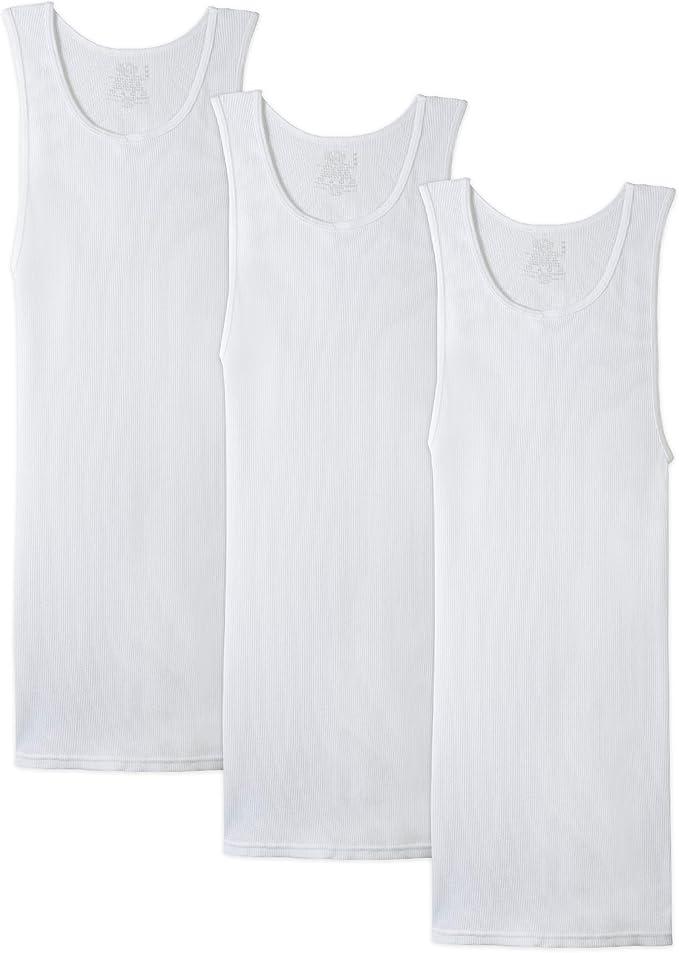 Fruit of the Loom Men's Sleeveless Tag Free Moisture Wicking Tank A-Shirt, Large, Pack of 3