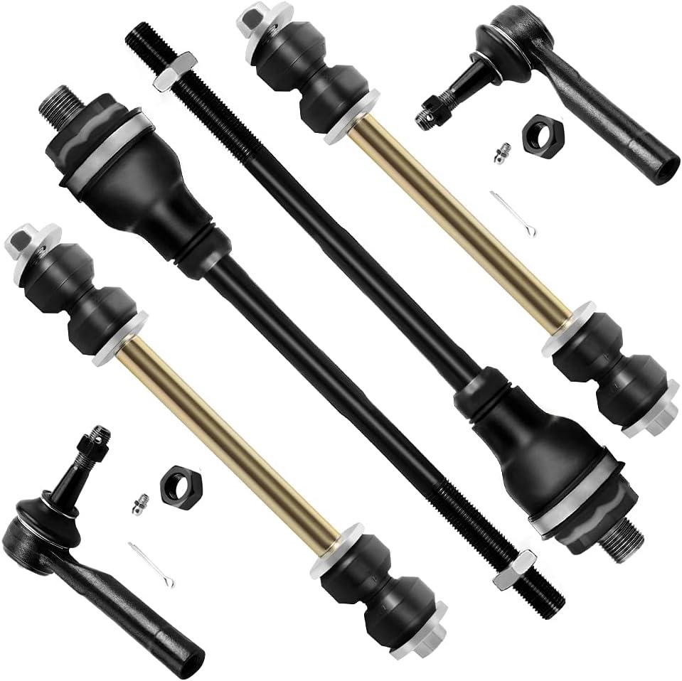 SCITOO 6pcs Suspension Kit 2 Sway Bar Links 2 Outer 2 Inner Tie Rod Ends for Cadillac Escalade EXT for Chevrolet Avalanche 1500 02-06 Silverado 1500 for GMC Sierra 1500 99-06 Tahoe Yukon 01-06 4WD