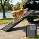 Dog Ramp for Car 71" L x 17" W, Foldable Pet Ramp for Large Dogs with Non-Slip Rug Surface, Portable Dog Car Ramp for SUV, Truck & Vehicle, Heavy-Duty Aluminum Pet Loading Ramp Supports 250 lbs