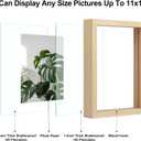 Egofine 11x14 Floating Frames Set of 4, Double Plexiglass Picture Frame, Made of Solid Wood, Display Any Size Photo up to 11x14, Wall Mount or Tabletop Standing, Natural Wood