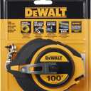 DEWALT Tape Measure, 100-Foot, Self-Lock, Solid Chrome Finish, Rubber Grip (DWHT34036L)