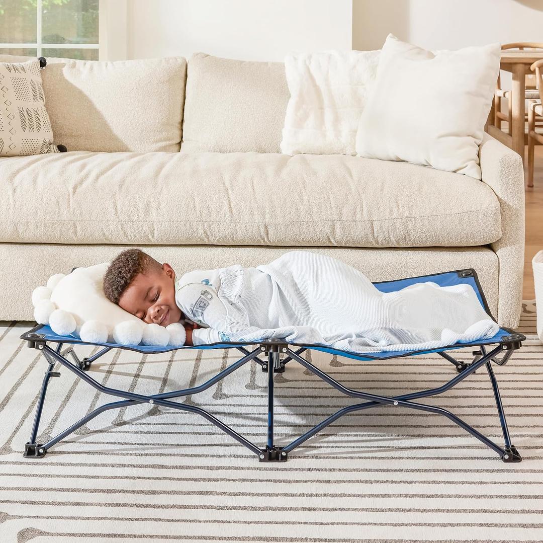 Regalo My Cot Portable Toddler Bed, Foldable Kids Travel Bed & Camping Cot, Lightweight Sleeping Cot for Toddlers, Indoor/Outdoor, 46.5 x 24 x 9.5, Royal Blue, 48x24x9 Inch