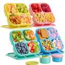 Canfanni 4 Pcs Snack Box Containers Set, Reusable 4 Compartment Lunchable Container with 2Pcs Sauce Containers, Stackable BPA-Free Bento Box for School, Work, Travel (4 Color)