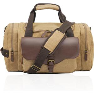 22L Lightweight Travel Duffle Bag - Approved Under Seat Carry-On, Multi-Pocket Weekender Gym Bag with Adjustable Straps, Unisex Overnight Bag for Men & Women (Khaki)