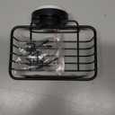 LEVERLOC Soap Holder Dish with Hooks for Shower, Bar Suction Cup Soap Tray Wall Mounted, Rustproof Stainless Steel Sponge Holder Caddy for Bathroom Bathtub Kitchen Sink, Black (1 Tier)