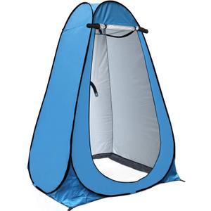 Anngrowy Pop Up Privacy Shower Tent - Portable Outdoor Camping Bathroom Toilet Changing Dressing Room - UPF40+ Waterproof (Blue)