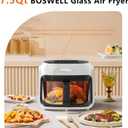 BOSWELL Glass Air Fryer, 7.5QT with Transparent Fry Bowl, Circulating Heating, Temperature Control, Air Fryer Roast, Dishwasher Safe (white)