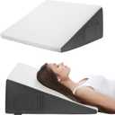 Cozymaker 12" Bed Wedge Pillow for Sleeping After Surgery, Back Support, Leg Elevation, Gerd Acid Reflux, Relief Neck Pain, Sleep Apnea, Snoring, Cooling Memory Foam Triangle Incline Wedge (White-Grey)