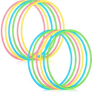 Sratte 12 Pcs Toy Hoop for Kid Detachable Adjustable Toy Hoop Colored Hoop Exercise Ring Plastic Circle for Kid Teen Gymnastics Dog Agility Equipment, Require Self Assembly(Fresh Color, 24 Inch)
