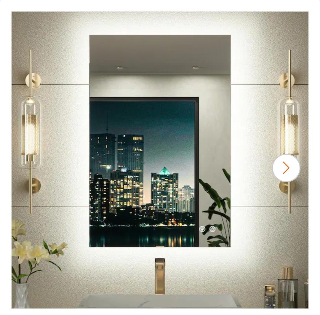 24 in. W x 36 in. H Rectangular Frameless LED Light 3-Color Dimmable Anti-Fog Wall Bathroom Vanity Mirror with Backlit