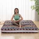 Dr.Futon Japanese Floor Futon Mattress Extra Thick Folding Roll Up Bed Topper Mat for Guest,Lounger and Tavel (Queen, Indianc)