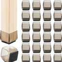 24 pcs Square Chair Leg Floor Protectors, Felt Furniture Pads Reduce Noise,Furniture Sliders,Silicone Chair Leg Covers Protect Floors(Large-Black:1.1 ""-1.5""/30mm-40mm), Clear-b:24pcs
