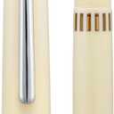 Wikult Yongsheng Junlai 930 Acrylic Fountain Pen, Size 9 Fine Nib with Piston Filling System, Ivory White Fence Ink Tank with Flat Top Design Smooth Writing Pen (Silver Trim)