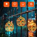 YOUNGAR Thanksgiving Pumpkin Window Lights, 6FT 48 LED Battery/USB Powered with Timer, Waterproof with 8 Modes Memory for Home Bedroom Birthday Party Indoor Outdoor Decor, Orange