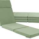 72 x 21 Inch Outdoor Chaise Lounge Cushions Set of 4 - Removable Cover, 4-Section Design, Water-Repellent & Fade-Resistant, 6 Tie Straps, Replacement for Patio & Pool Chairs - Sage Green, 72''x21'' | 4 Pack