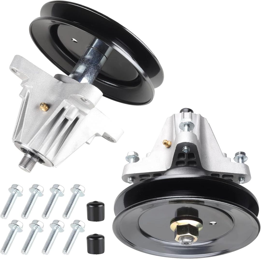 918-04822B 918-04822A 618-04822 Spindle Assembly Replace CubCadet Craftsman Troy Bilt Pony Bronco 42" Mower Deck & 30" Mini Rider Mower, with Pulley&Tapped Bolts&Zerk Fitting&6 Point Star, 2 Pack