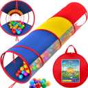 Playz Extra-Large Play Tunnel for Toddlers 1-3 Years  Pop-Up Baby Crawl Tube, Sensory Activity, Indoor & Outdoor Kids Toy, Collapsible for Easy Storage (Yellow, Red, Blue)