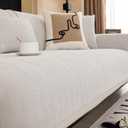 Chenille Sectional Sofa Covers, Washable Herringbone Couch Covers for Dogs, Funny Fuzzy Non Slip Protector for L Shaped (Beige White, 36"x 47")