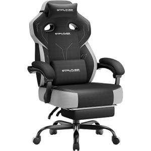 GTPLAYER Big & Tall Gaming Chair, Wide Seat with Footrest, Black | Ergonomic High Back Computer Desk Chair for Adults, Comfort Padded Seat with Lumbar Support Armrests Recliner for Office/Home