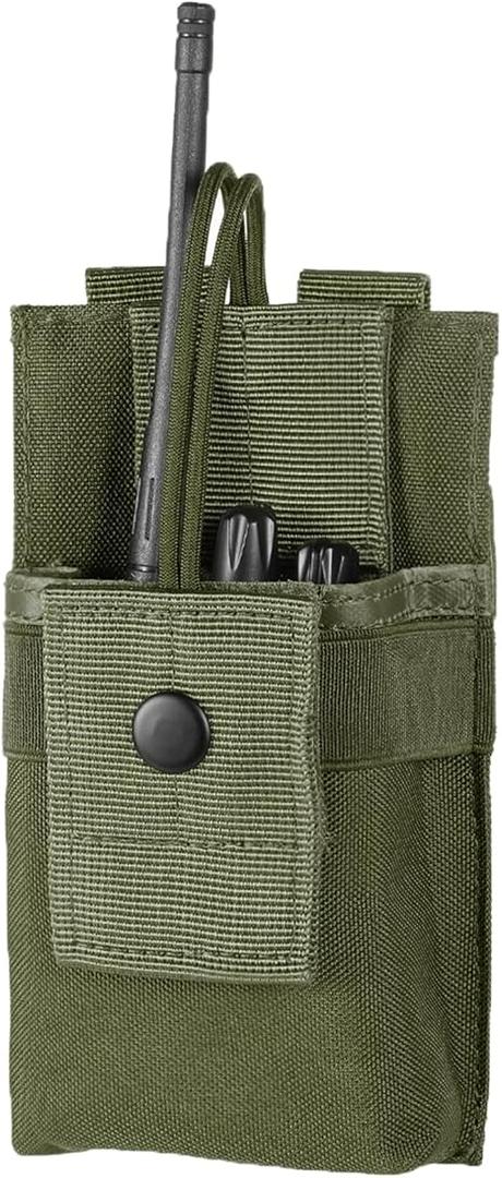 FRTKK Tactical Radio Holder - Molle Radio Pouch Universal Case for Police, Firefighter - Army Green, Large