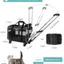 Cat Dog Carrier with Wheels Airline Approved Rolling Pet Carrier with Telescopic Handle, Shoulder Strap and Pet Bowl, Black