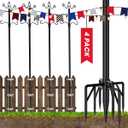 Arrinew String Light Poles 9 FT Metal Poles with Hook for Outside String Lights - Outdoor Patio Light Poles Lighting Stand for Deck, Backyard, Balcony, Hanging Basket, Lantern, Bird Feeder 4Pack