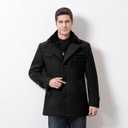 Tebreux Men's Winter Pea Coat Slim Fit Single Breasted Short Wool Jacket Woolen Trench Coat (Black, M)