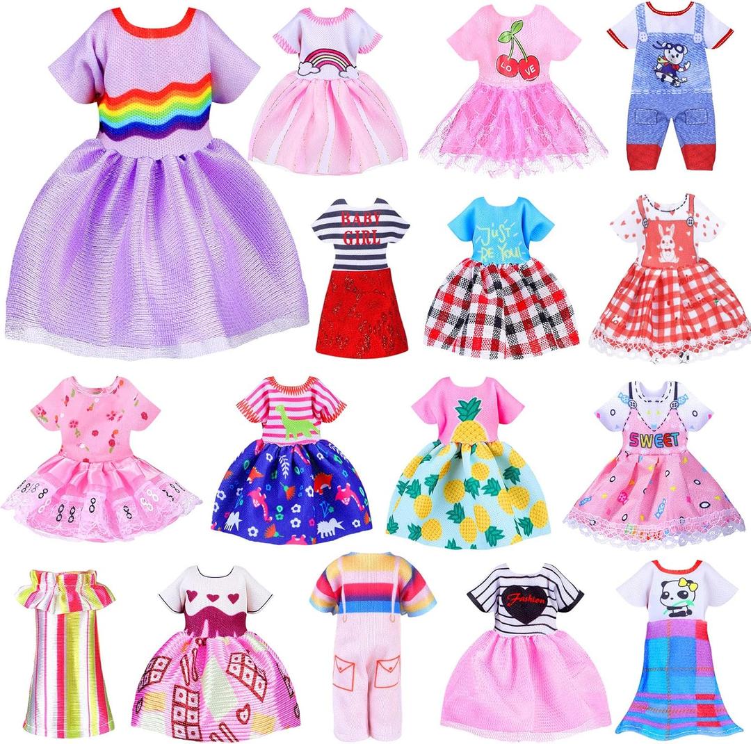 Hungdao 16 Pcs Girl Boy Doll Clothes Lovely Outfits Mini Doll Clothes 6 Inch Dolls Accessories for Kids Birthday Outfit(Beautiful Girls)